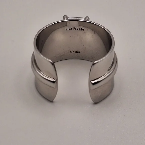 Diamonique x Lisa Freede Emerald-Cut Adjustable Cigar Band Ring–Silver Tone Sz 7 - Picture 7 of 12